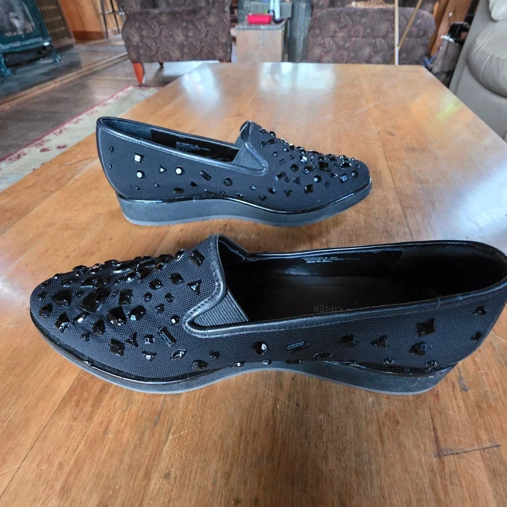 Donald Pliner Betinasp-B Embellished Loafer Womens 8M Black Studded Leather